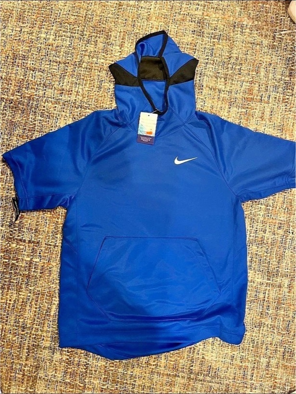 NWT Nike Dri-FIT Short Sleeve Hoodie Blue & Black Size Medium